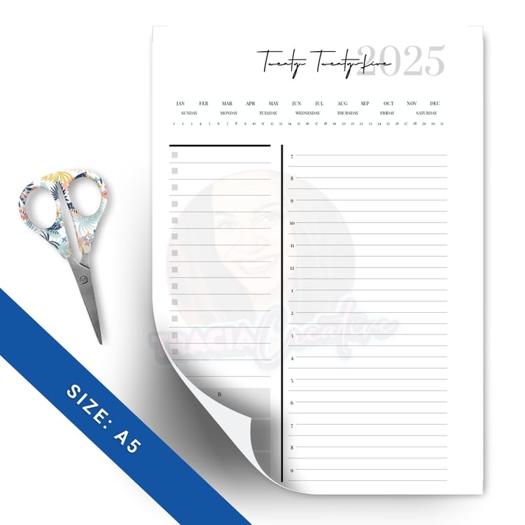 Versatile 2025 Undated Daily Planner Insert - Minimalist Design