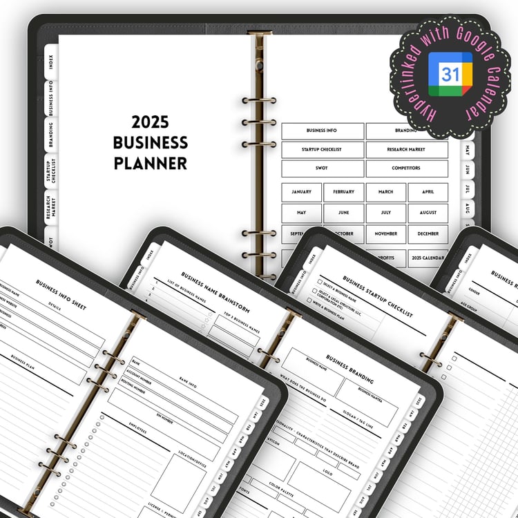 Comprehensive 2025 Business Planner Digital Planner with Google Calendar