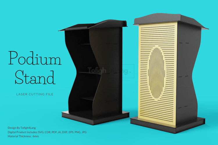 Podium Stand Laser Cut File | Modern Design for 6mm Material | Laser Cutting File
