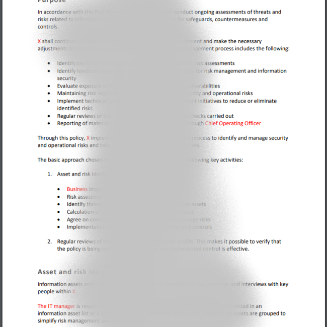 Policy for Risk Management Review