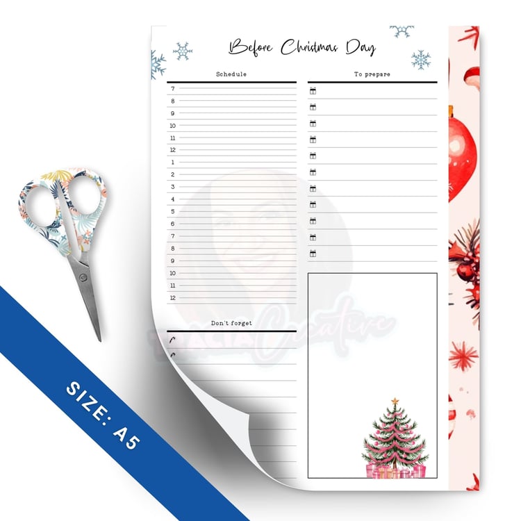 Printable Before Christmas Day Planner Insert for A5