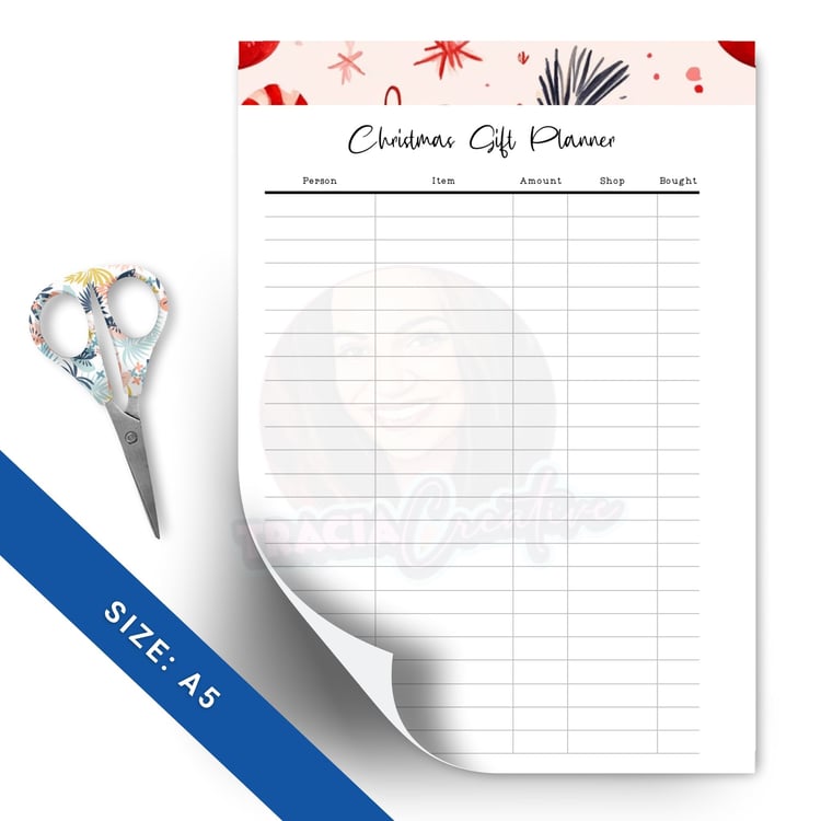 Printable Christmas Gift Planner Insert for A5