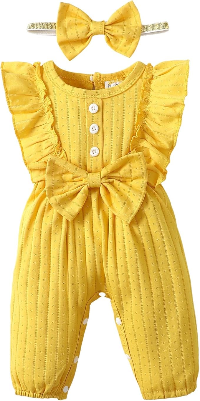 Yellow Jumpsuit Romper for Toddler Girl Baby Girl Overalls