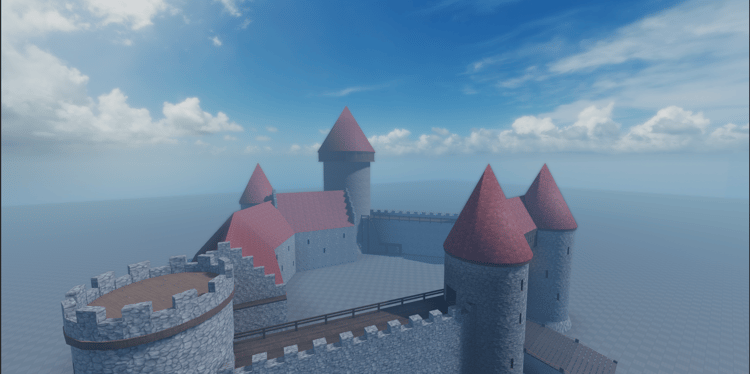 Stunning free castle asset for Roblox, featuring detailed walls and towers for immersive gameplay.