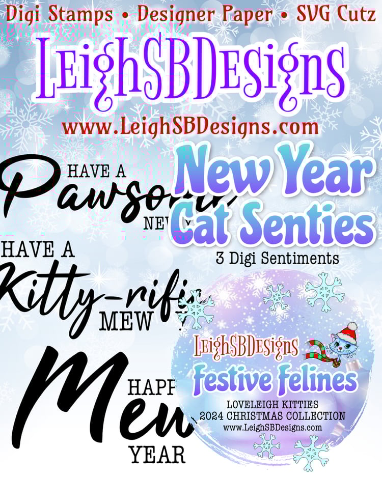 LeighSBDesigns New Year Cat Senties