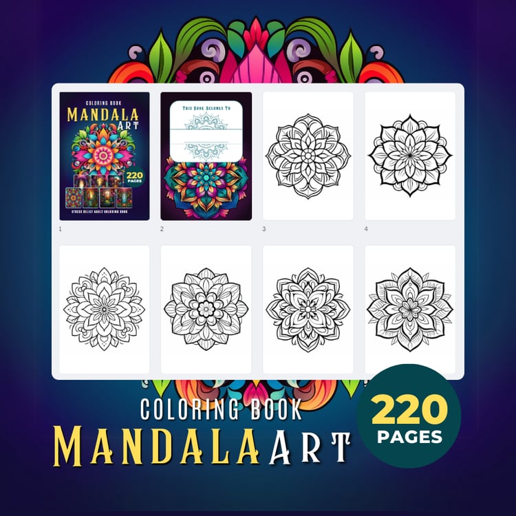 Adult Coloring Book Mandala Art - Warong Buku