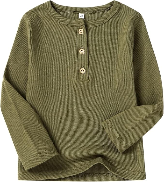 Toddler Boys Henley Shirts Long Sleeve Cotton Tshirt for Kids