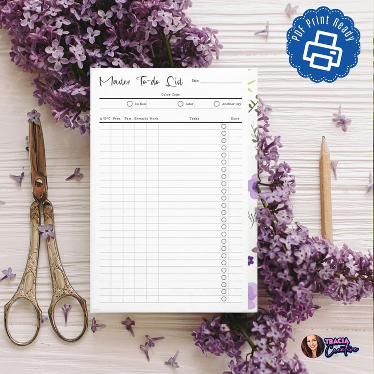 Printable Purple Floral To-do List Insert for A5 Planners