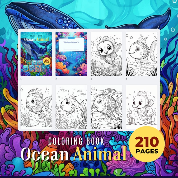 Coloring Book Ocean Animal