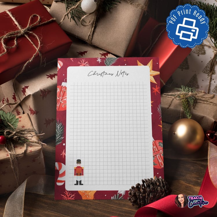 Christmas Notes Planner Insert | Dark Red A5 PDF Download