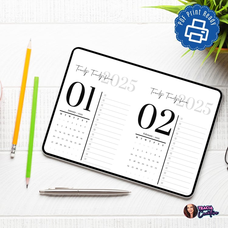 Minimalist 2025 Printable Desk Planner | Instant Download PDF