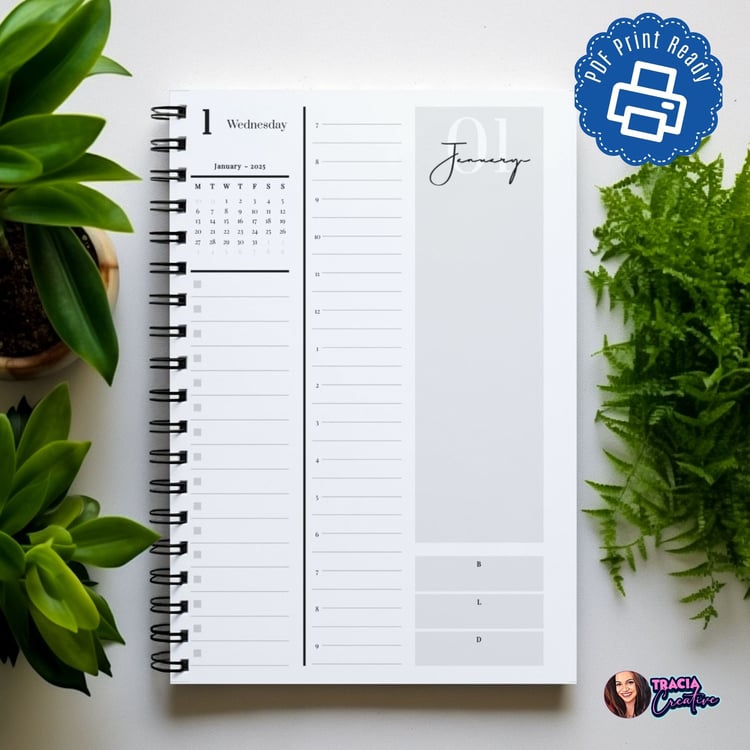 Sleek Minimalist 2025 Daily Dated Planner for Effortless Organization