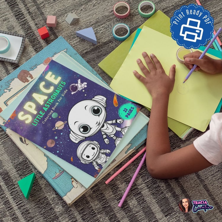 Space Little Astronaut Coloring Book for Kids | Tracia Creative