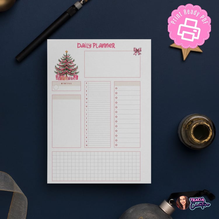 Pink Christmas Daily Planner Insert | A5 PDF Download