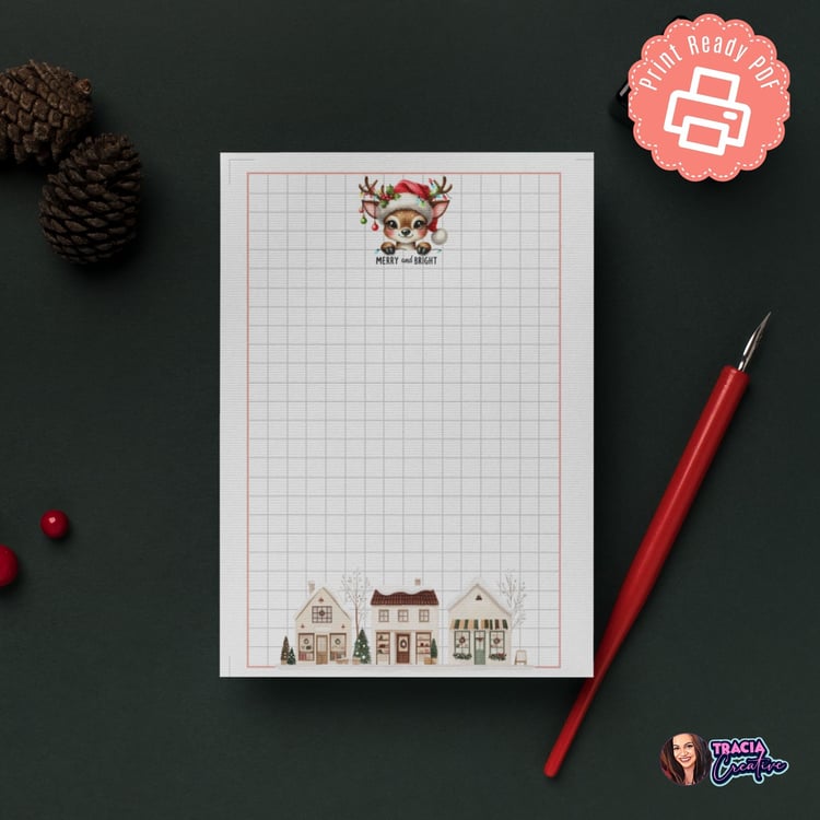 Merry and Bright Christmas Grid Notes - A6 Planner Inserts PDF