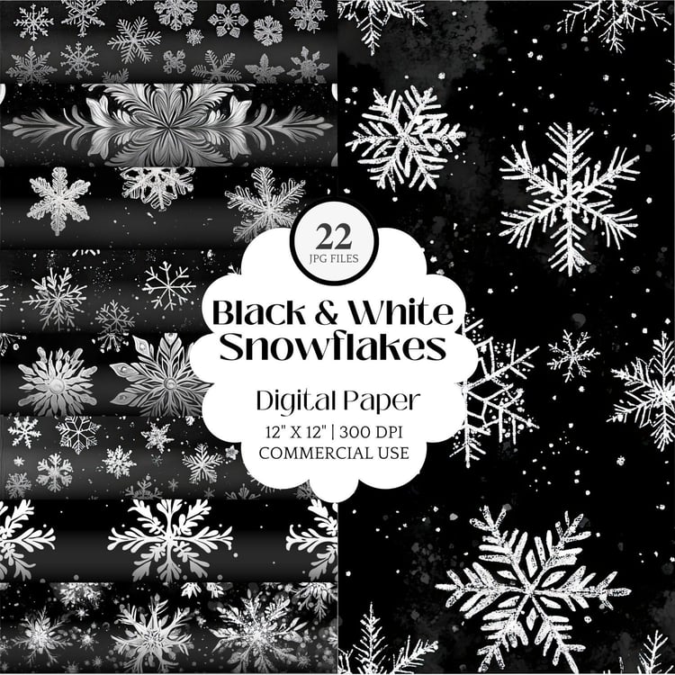 snowflake background winter digital paper holiday design