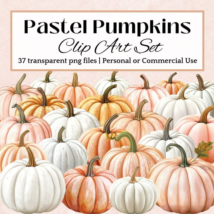 blush fall pumpkins pastel clipart thanksgiving graphics
