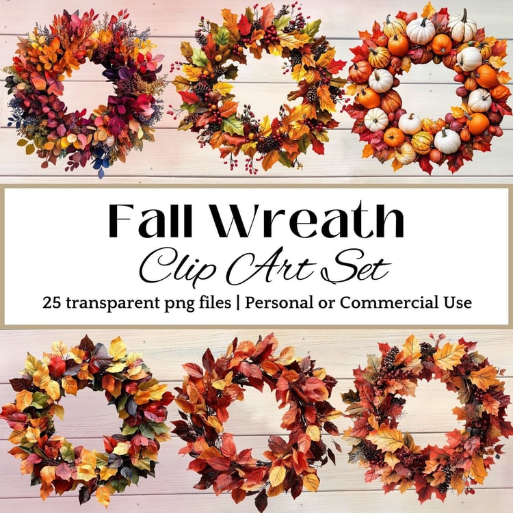 fall wreath clipart thanksgiving invitation diy