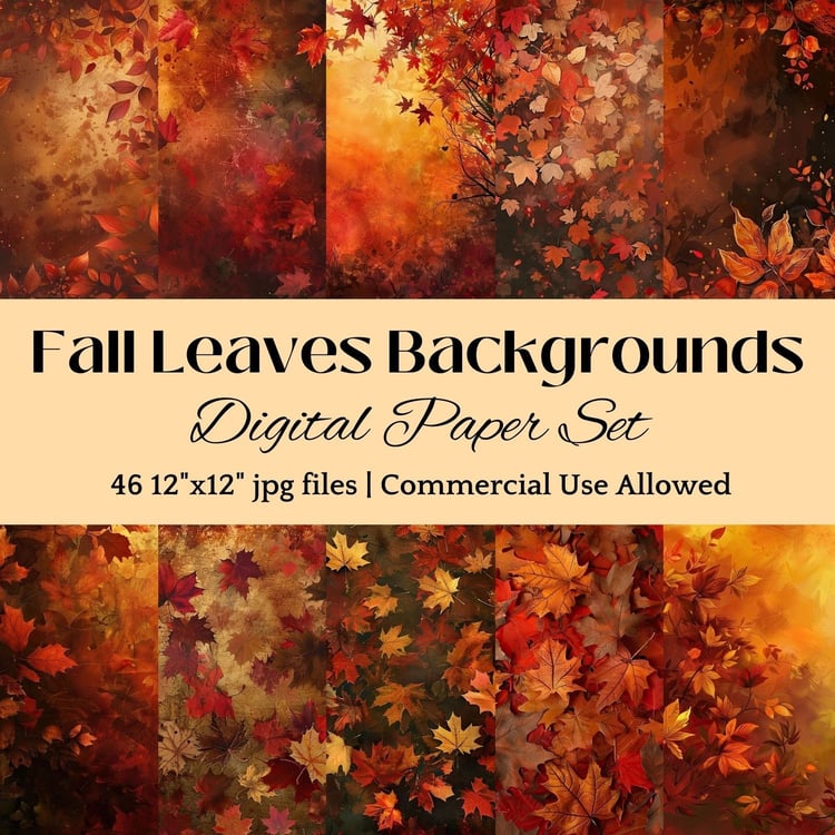 fall leaves background autumn digital paper