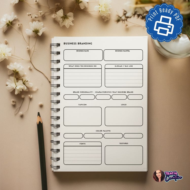 Business Branding Planner Insert | Minimalist Design | A5 PDF
