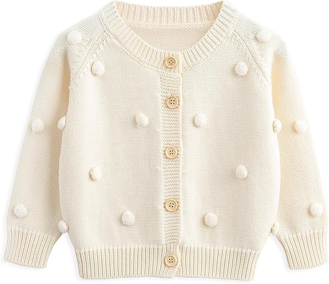 Sweater Cardigan Jacquard Cable-Knit Spring Coat Long Sleeve Cardigan for Baby Girl
