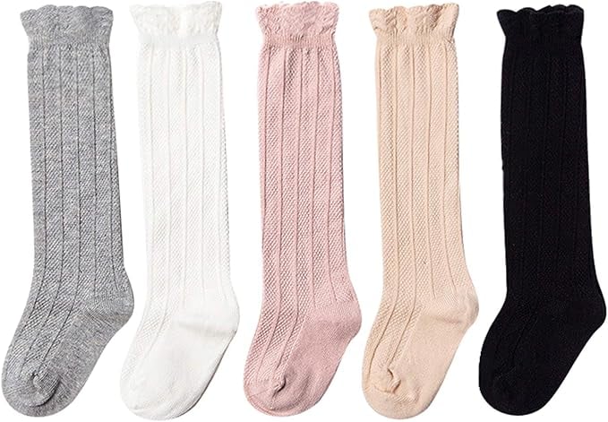 Baby Girls Boys Uniform Knee High Socks Tube Ruffled Stockings Infants and Toddlers