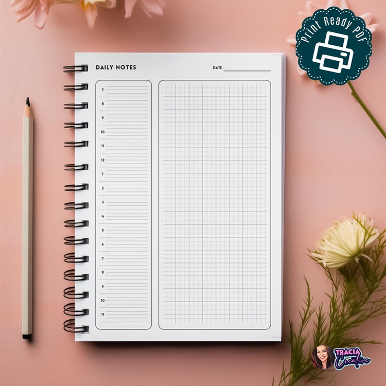 Minimalist Daily Planner | Printable | Undated | A5 | Instant Download
