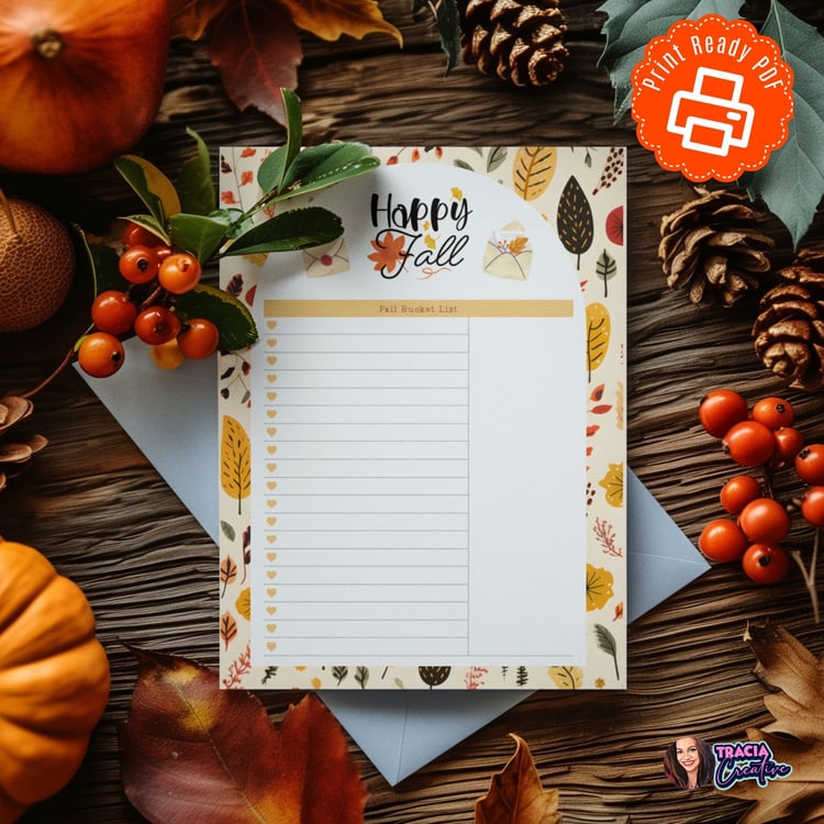 Fall Bucket List Planner Insert | Instant Download PDF | Autumn Activity Organizer