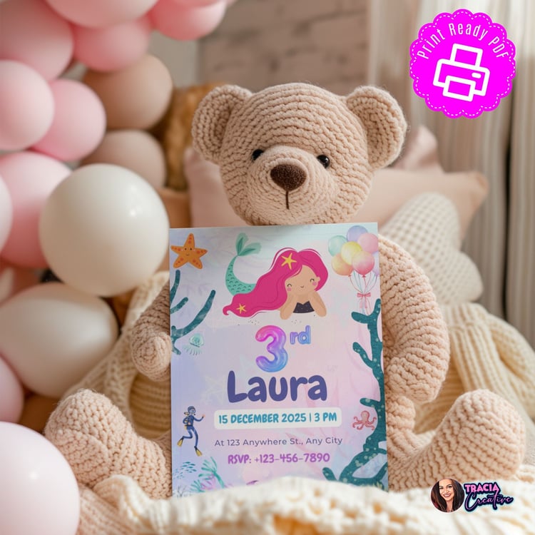 Under the Sea Birthday Invitation 5x7 inch - Instant Download PDF