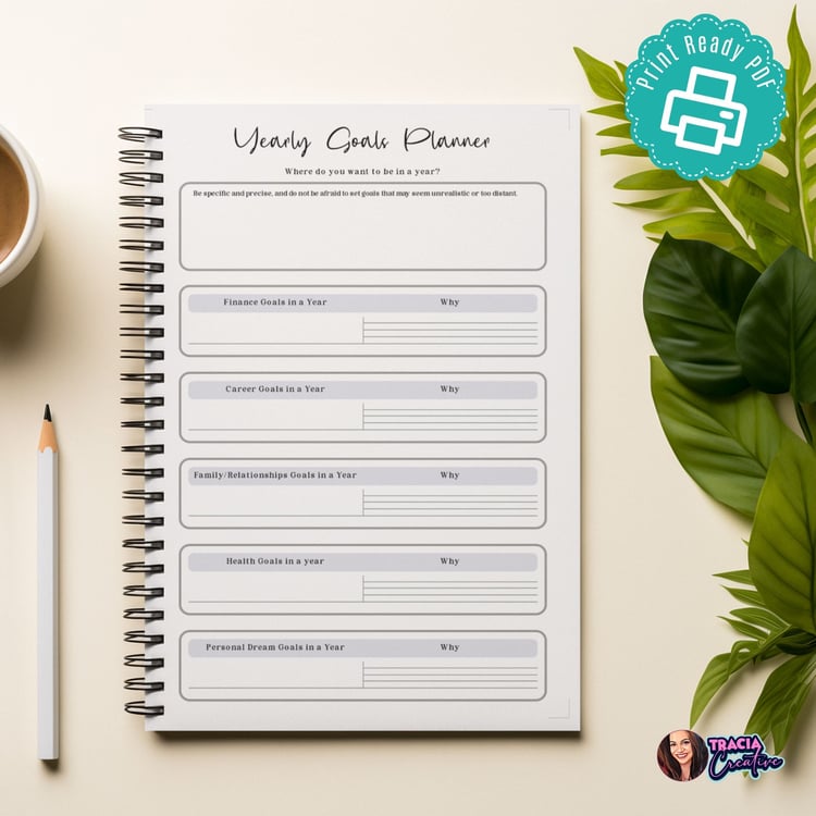 Yearly Goals Planner | Tracia Creative