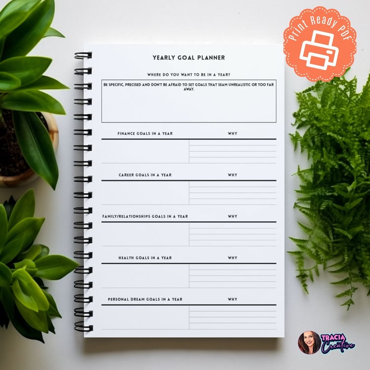 Minimalist Yearly Goal Planner Page | Tracia Creative