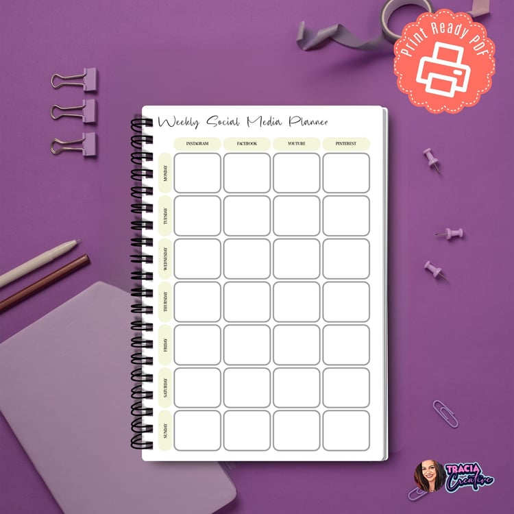 Weekly Social Media Planner | Minimalist Design | A5 Printable | Instant Download
