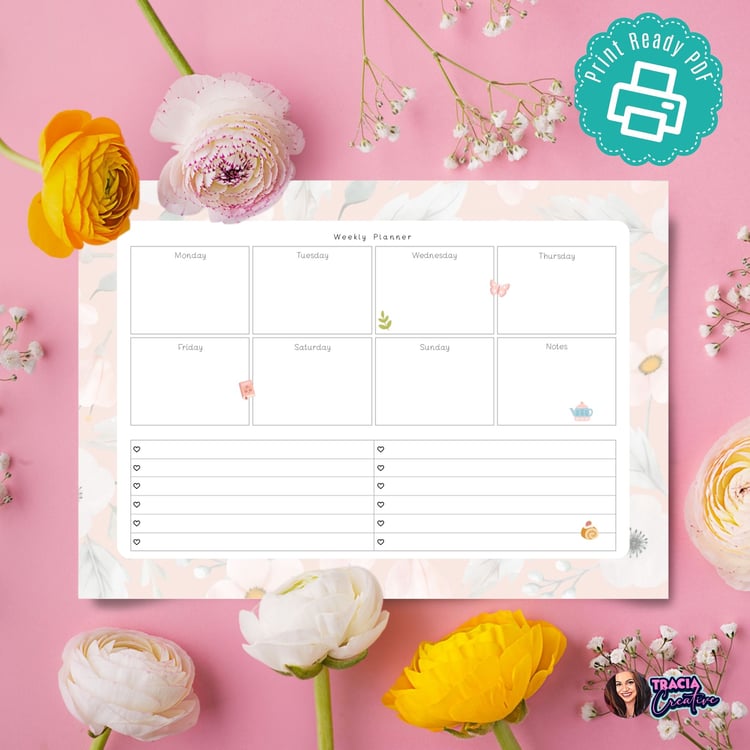 Spring Weekly Planner | 4 Designs | A5 Printable | Instant Download PDF | Productivity Tool