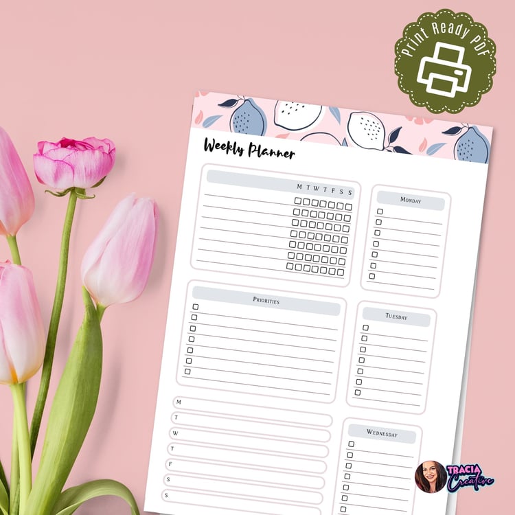 Tropical Weekly Planner Insert | A5 Printable | Instant Download PDF | Daily Schedule