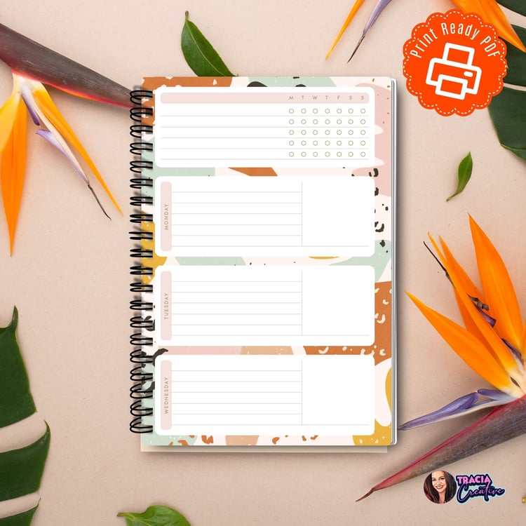 Horizontal Weekly Planner | A5 Printable Planner | Weekly Agenda