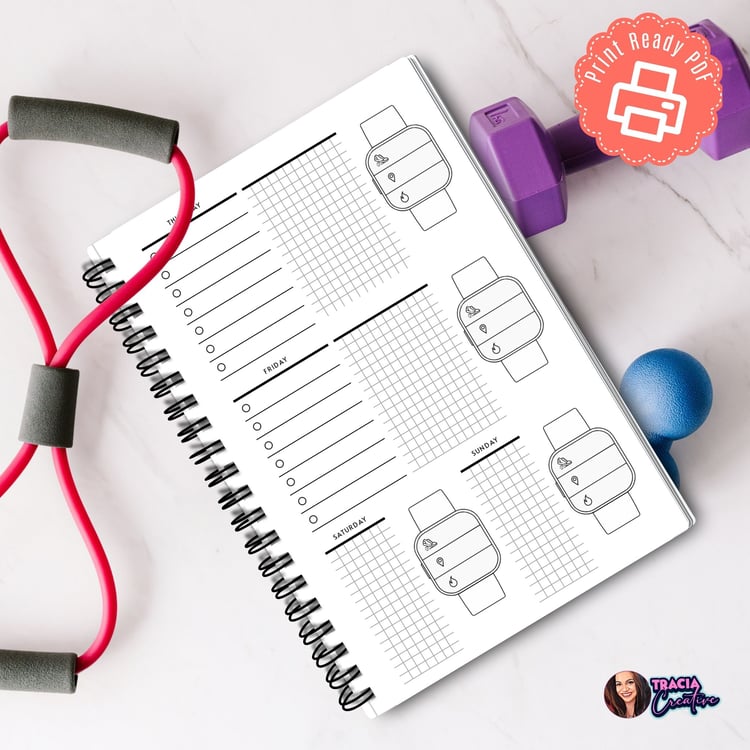 Weekly Fitbit Tracker, Mini Happy Planner Insert | Tracia Creative