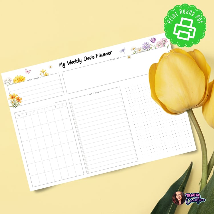 Printable Weekly Desk Planner | Tracia Creative