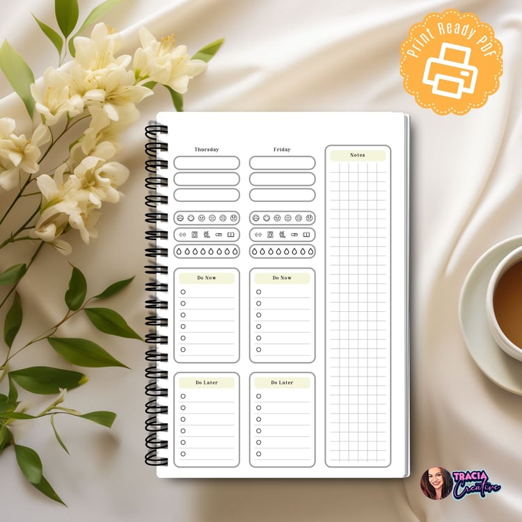 Weekly ADHD Planner | Minimalist A5 Printable Insert | Tracia Creative