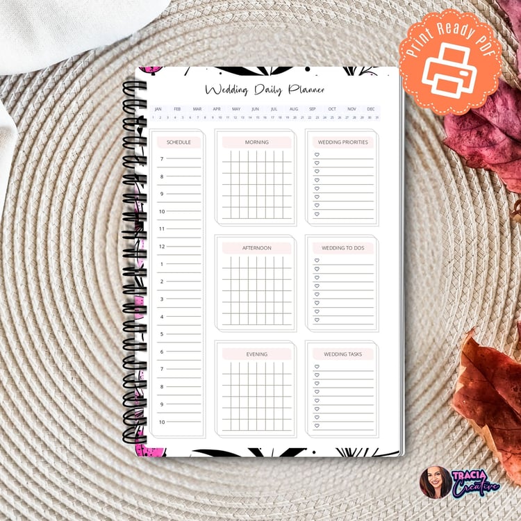 Printable Wedding Daily Planner | A5 Floral Insert | Tracia Creative