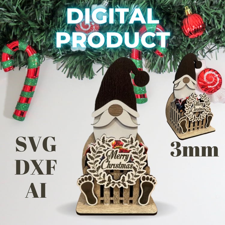 New Year's and Christmas Decorations and Baskets Templates in SVG, DXF, and AI Format for Laser Cutting