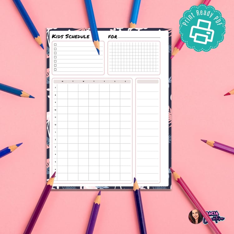 Kids Schedule Planner Insert: Organize Family Life | Tracia Creative