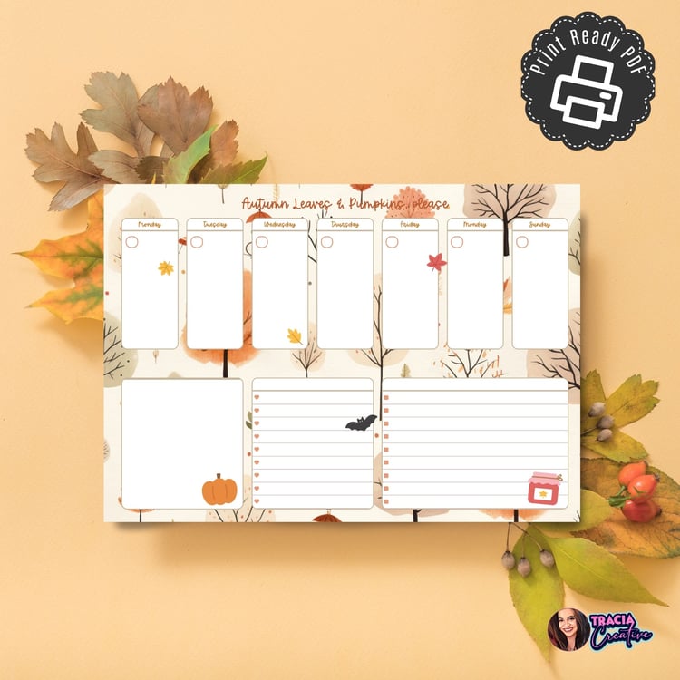 Undated Fall Desk Planner | Instant Download | Tracia Creative