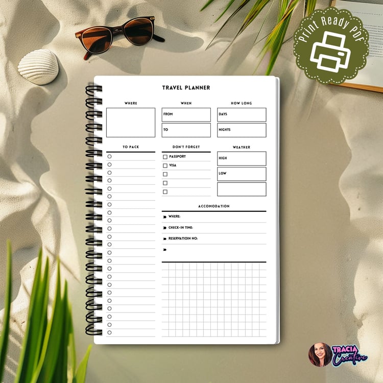 A5 Travel Planner Insert | Easy Trip Organization | Tracia Creative
