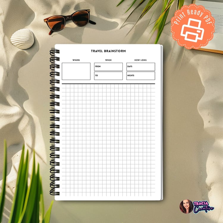 A5 Travel Brainstorm Planner Insert | Tracia Creative