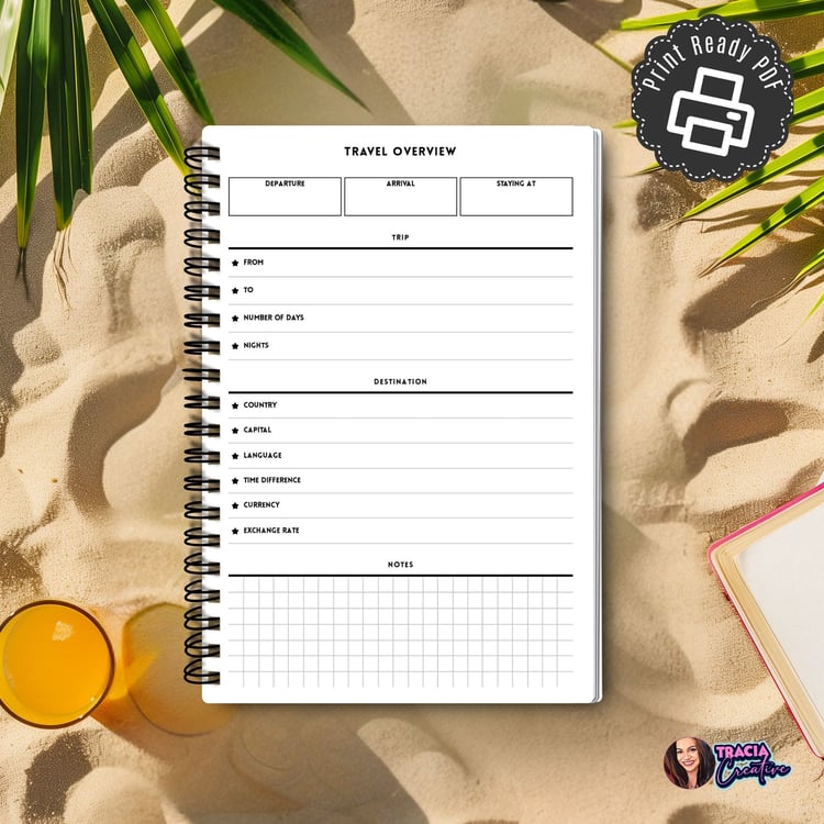 A5 Travel Overview Planner Insert | Tracia Creative