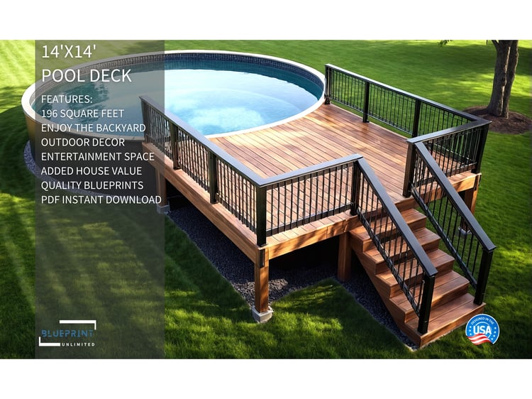 Obtain construction permits for your backyard pool with blueprint pool deck plans.