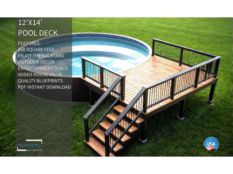 Obtain construction permits for your backyard pool with blueprint pool deck plans.