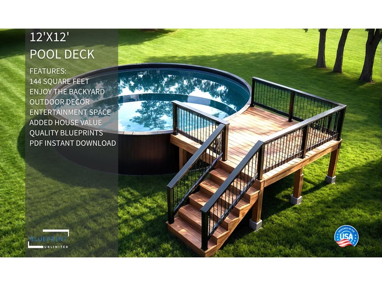 Obtain construction permits for your backyard pool with blueprint pool deck plans.