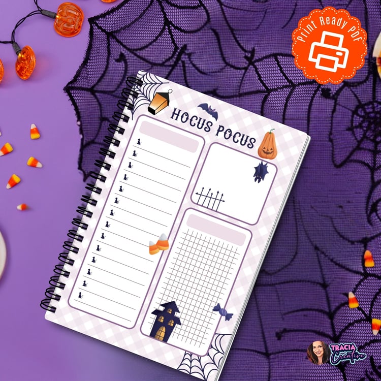 Halloween Hocus Pocus Notepad | Instant Download PDF | A6 Size