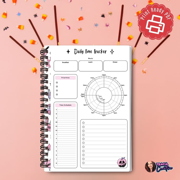 Daily Time Tracker Halloween | Instant Download PDF | A5 Size